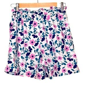 Uniqlo Kids Light Tan Natural Blue & Pink Floral Shorts NWOT